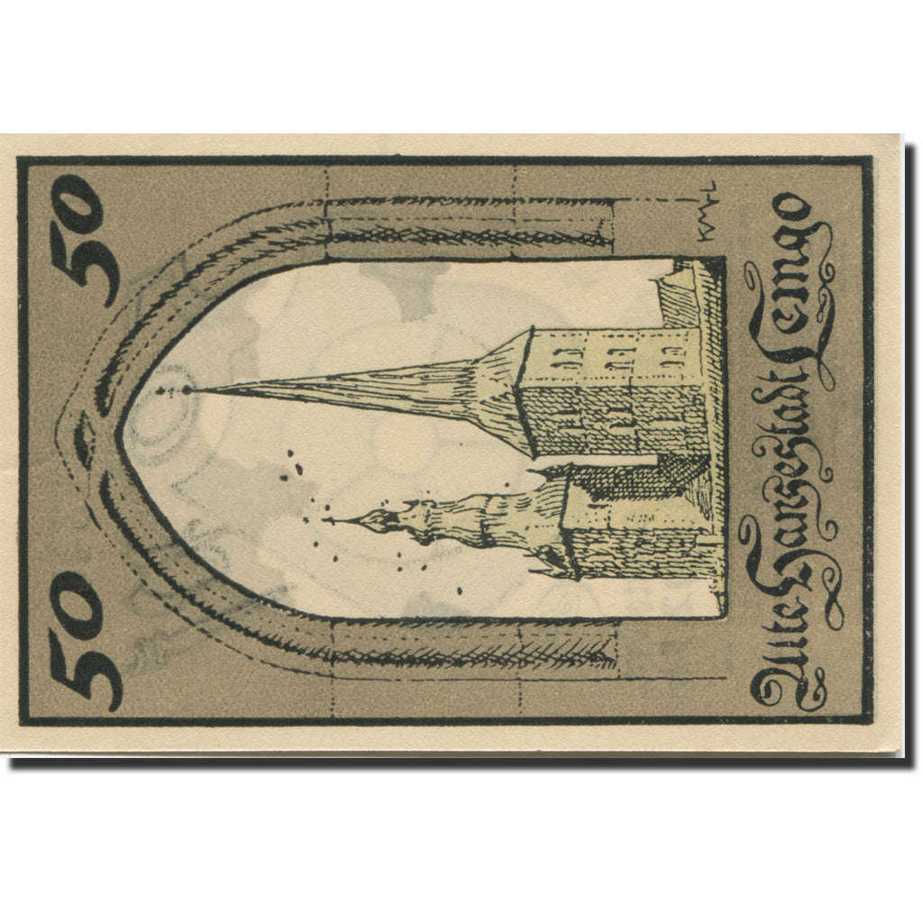Banknote, Germany, Lemgo, 50 Pfennig, Eglise, 1921 UNC(63) Mehl:789.1