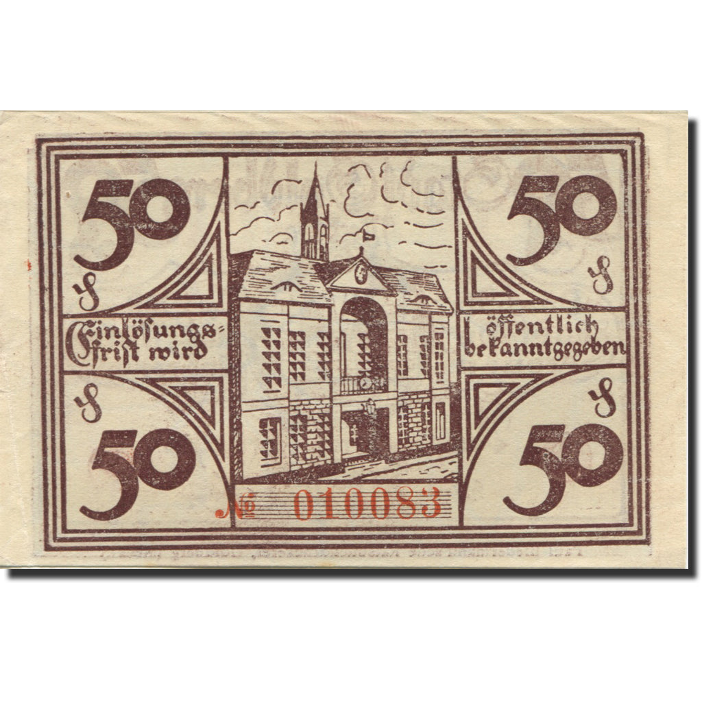 Banknote, Germany, Goldberg, 50 Pfennig, château 1921-04-01, UNC(63) Mehl:627.3