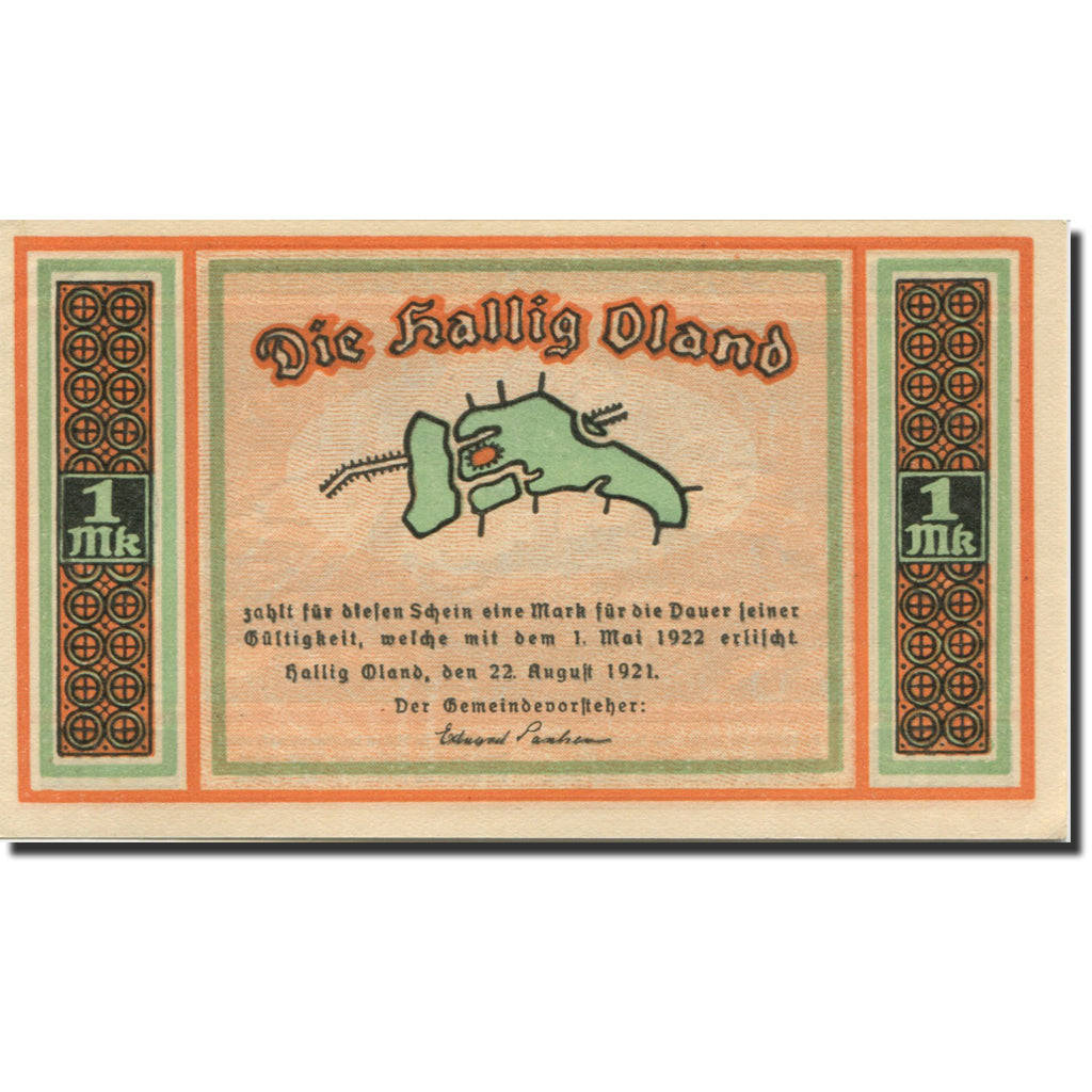 Banknote, Germany, Oland, 1 Mark, carte, 1922, 1922-05-01, UNC(63), Mehl:1013.1