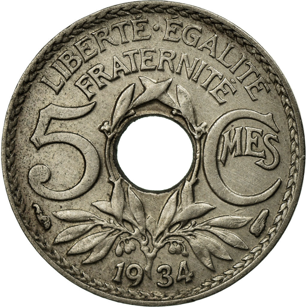 Coin, France, Lindauer, 5 Centimes, 1934, AU(50-53), Copper-nickel, KM:875