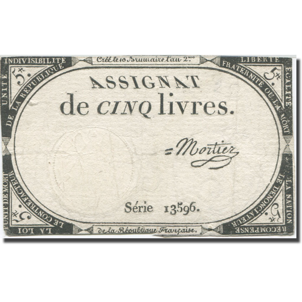 Frankrijk, 5 Livres, 1793, Mortier, 1793-10-31, TTB, KM:A76