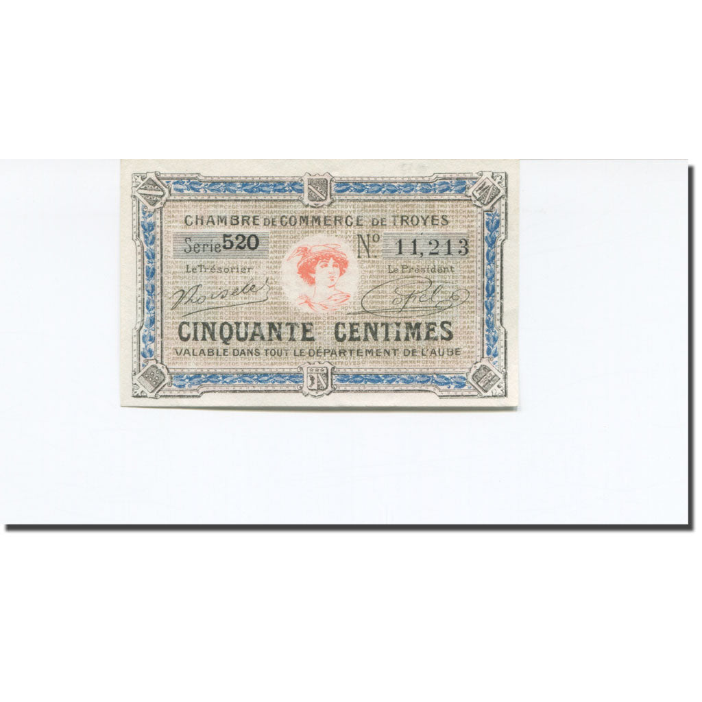 França, Troyes, 50 Centimes, Chambre de Commerce, UNC(63)
