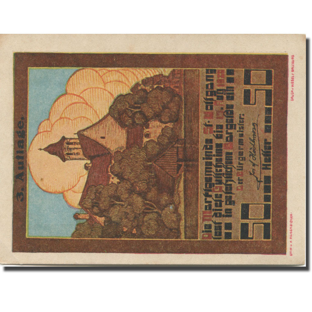 Banknote, Austria, St Wolfgang, 50 Heller, Eglise 1, 1920 AU(55-58) Mehl:FS 947a