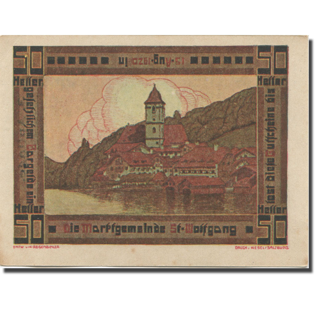 Banknote, Austria, St Wolfgang, 50 Heller, Eglise 1, 1920 AU(55-58) Mehl:FS 947a