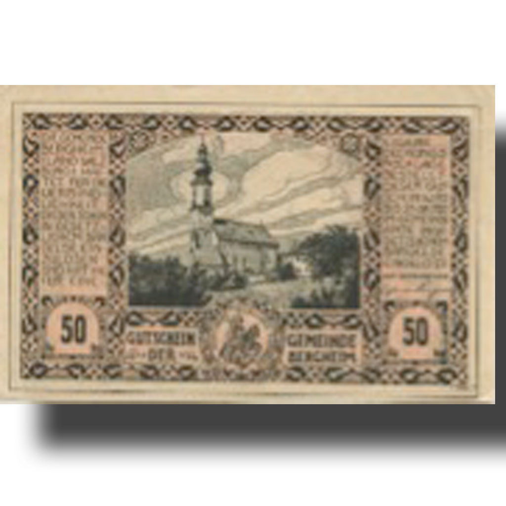 Banconote, Austria, Bergheim, 50 Heller, Eglise 1920-10-31, SPL Mehl:FS 82Ia