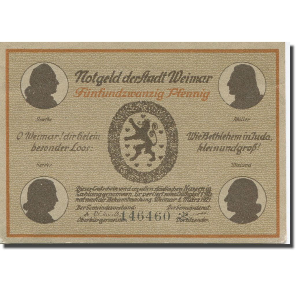 Banknote, Germany, Weimar, 25 Pfennig, théâtre, 1921 UNC(63) Mehl:1398.1a