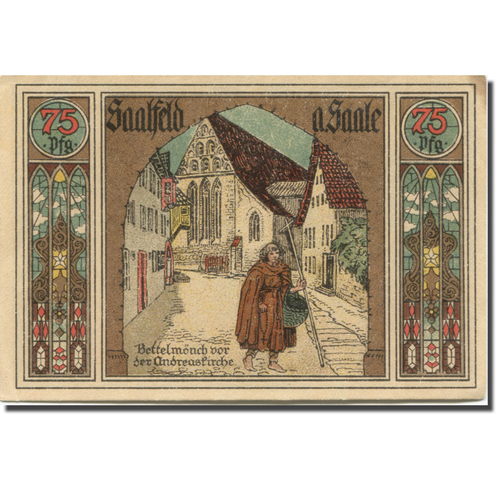 Banknote, Germany, Saalfeld, 75 Pfennig, rue, 1921 AU(55-58) Mehl:1155.5b