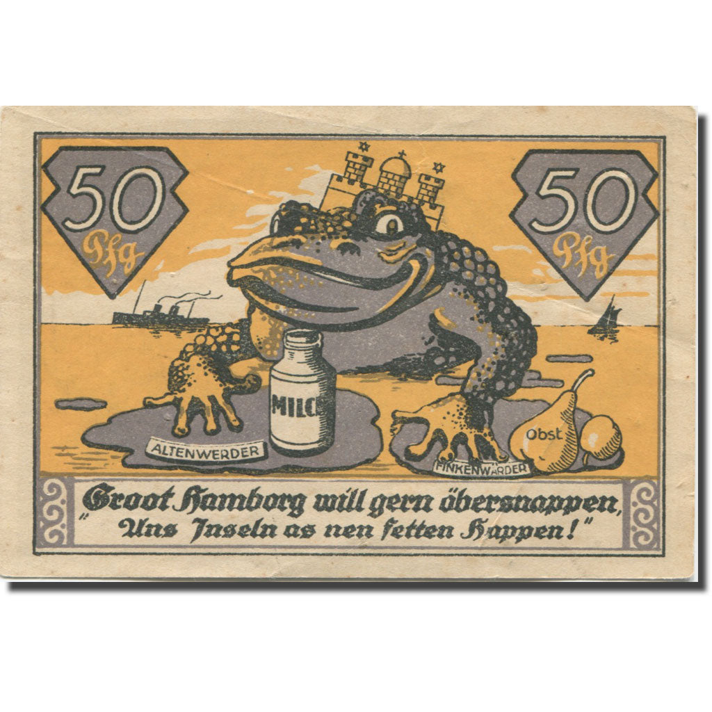 Banconote, Germania, Altenwerder, 50 Pfennig, animal, 1921 BB Mehl:25.1b