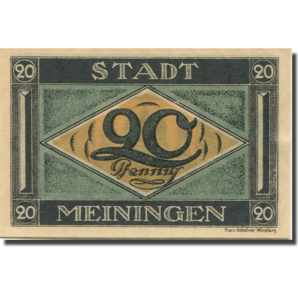 Banknote, Germany, Meiningen, 20 Pfennig, château, 1921 UNC(63) Mehl:877.3