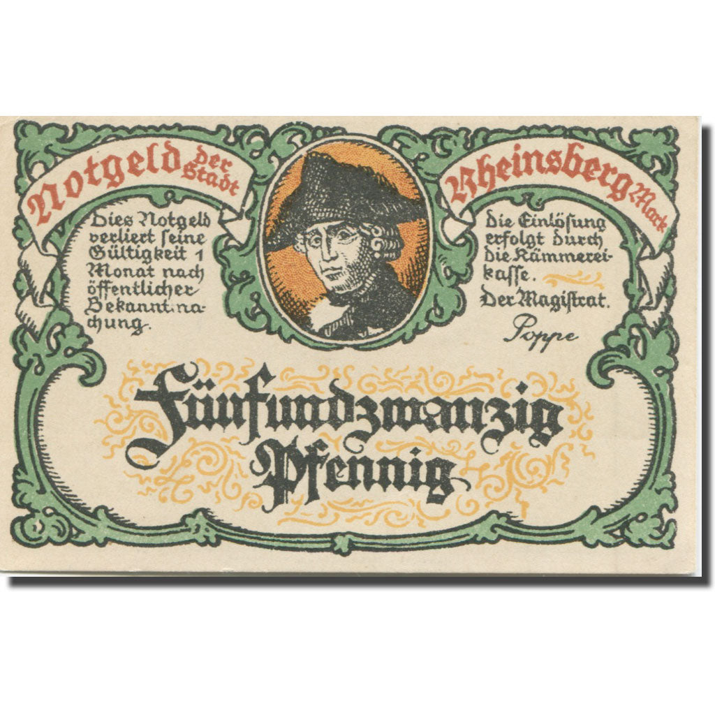 Banknote, Germany, Rheinsberg, 25 Pfennig 1922, UNC(63) Mehl:1120.4a