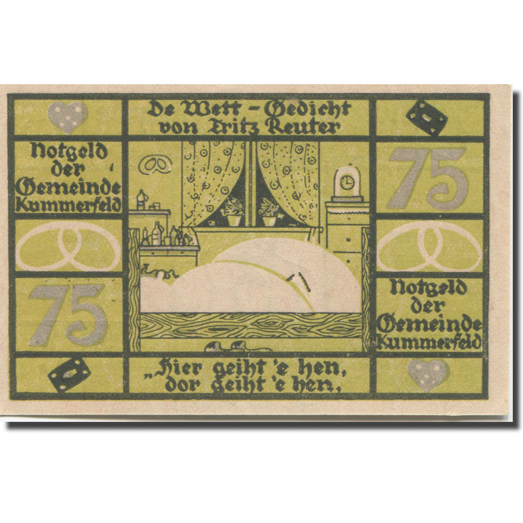 Banknote, Germany, Kummerfeld, 75 Pfennig, Maison, 1921, UNC(63), Mehl:749.6a