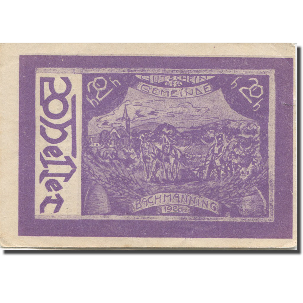 Banknote, Austria, Bachmanning, 20 Heller, champs, 1921 AU(55-58) Mehl:FS 76Ia