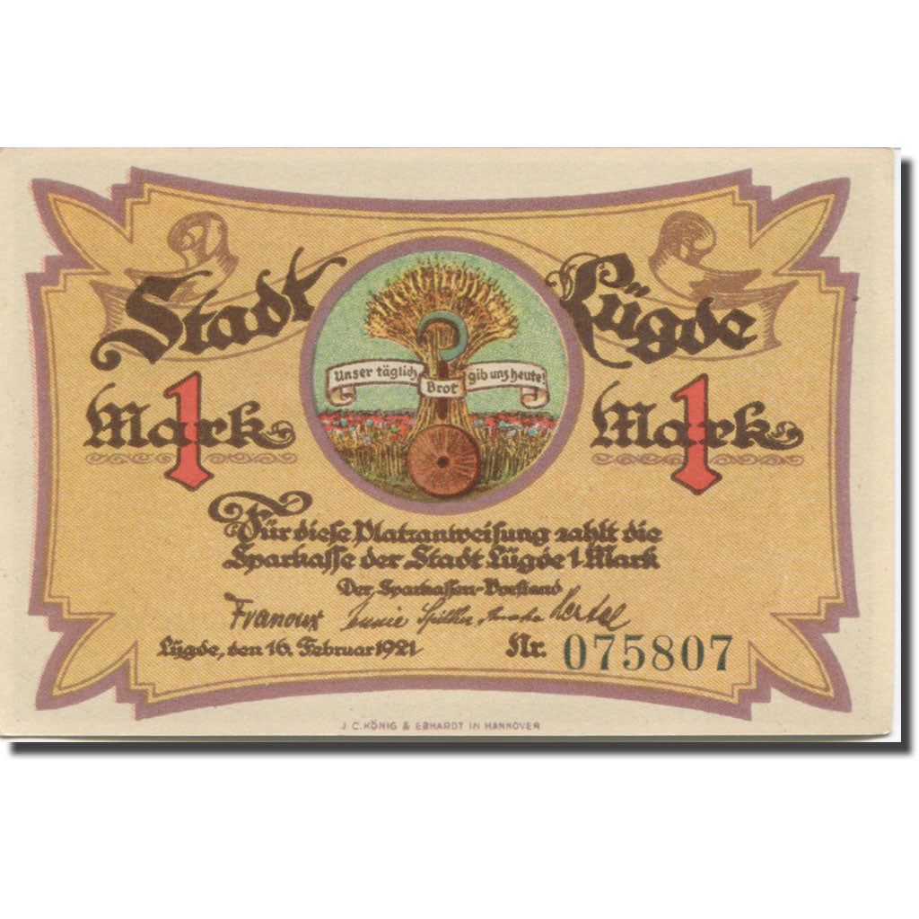 Banknote, Germany, Lügde, 1 Mark, feu, 1921, 1921-02-16, UNC(63), Mehl:838.1