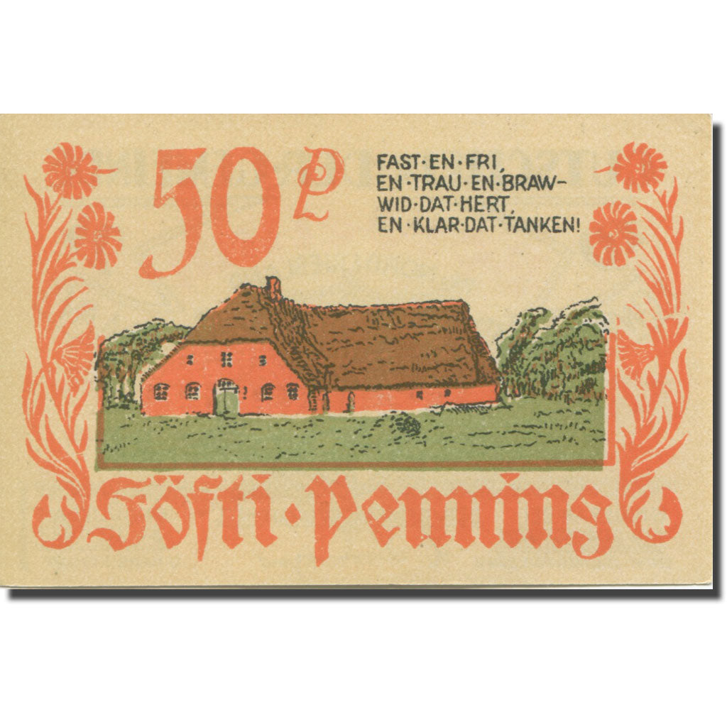 Billet, Allemagne, Bordelum, 50 Pfennig, Blason 6, 1922 SPL Mehl:143.1