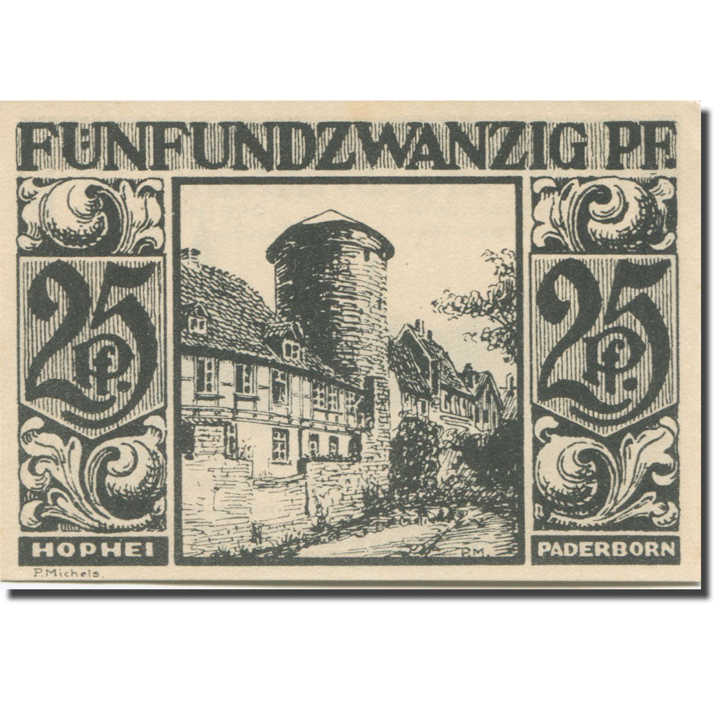 Banknote, Germany, Paderborn, 25 Pfennig, Maison, 1921 UNC(63) Mehl:1043.4