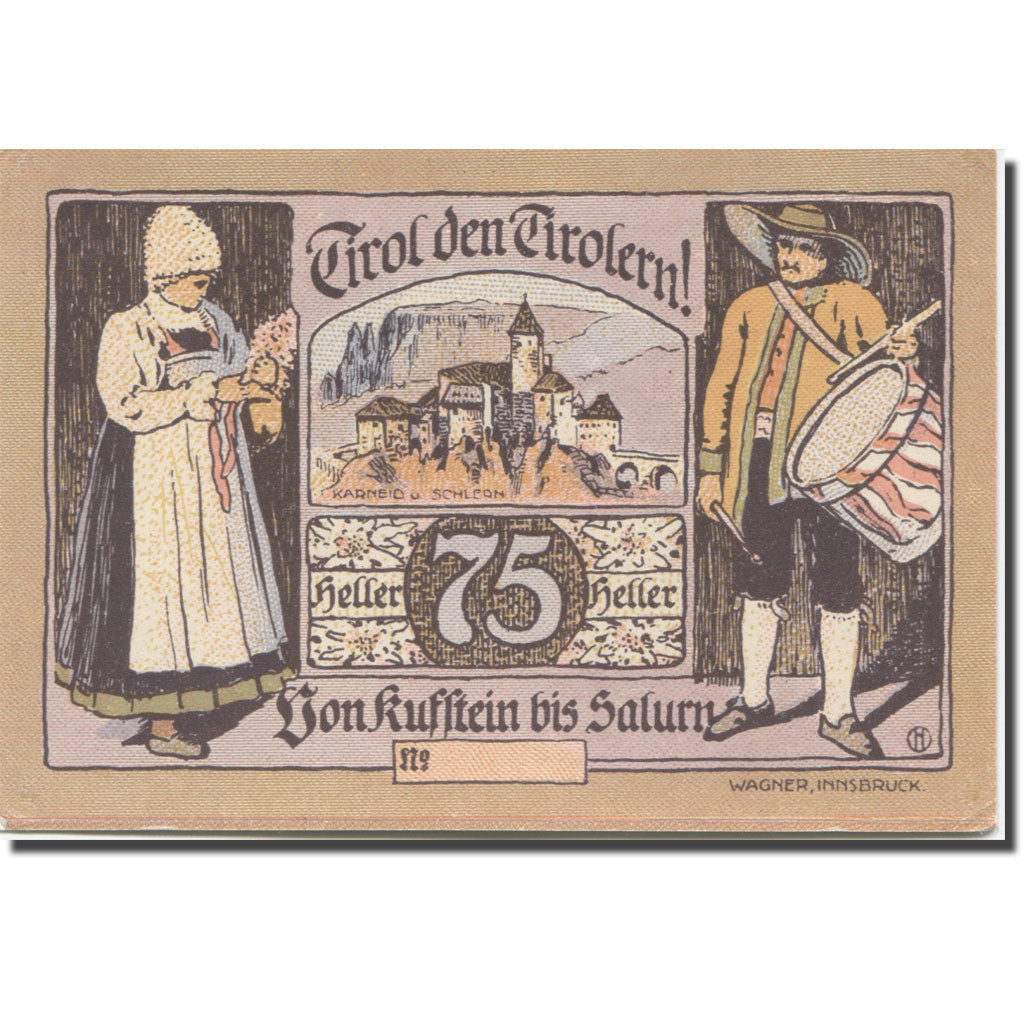 Banknote, Austria, Innsbruck, 75 Heller, aigle, 1920 UNC(63) Mehl:FS 412Ia
