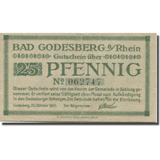 Banknote, Germany, Godesberg, 25 Pfennig, château, 1920, EF(40-45) Mehl:G 22.1b