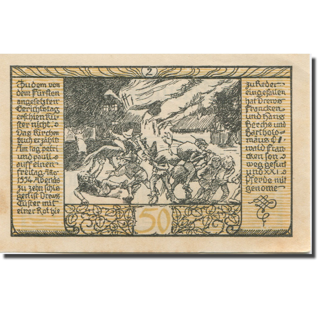 Banknote, Germany, Rieder, 50 Pfennig, Bataille, 1921 AU(55-58) Mehl:1122.1a