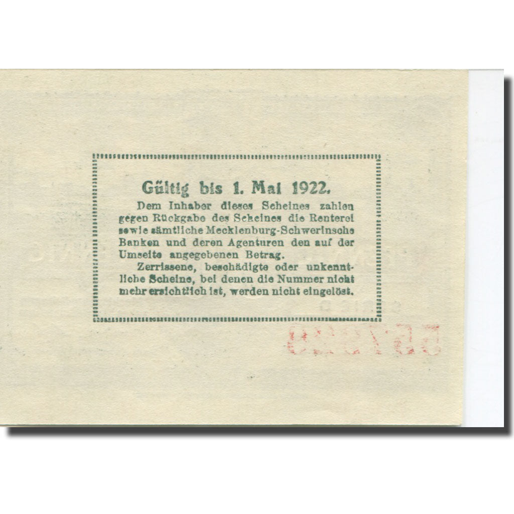Banknote, Germany, Schwerin, 50 Pfennig, paysage, 1922 UNC(63) Mehl:M21.1b