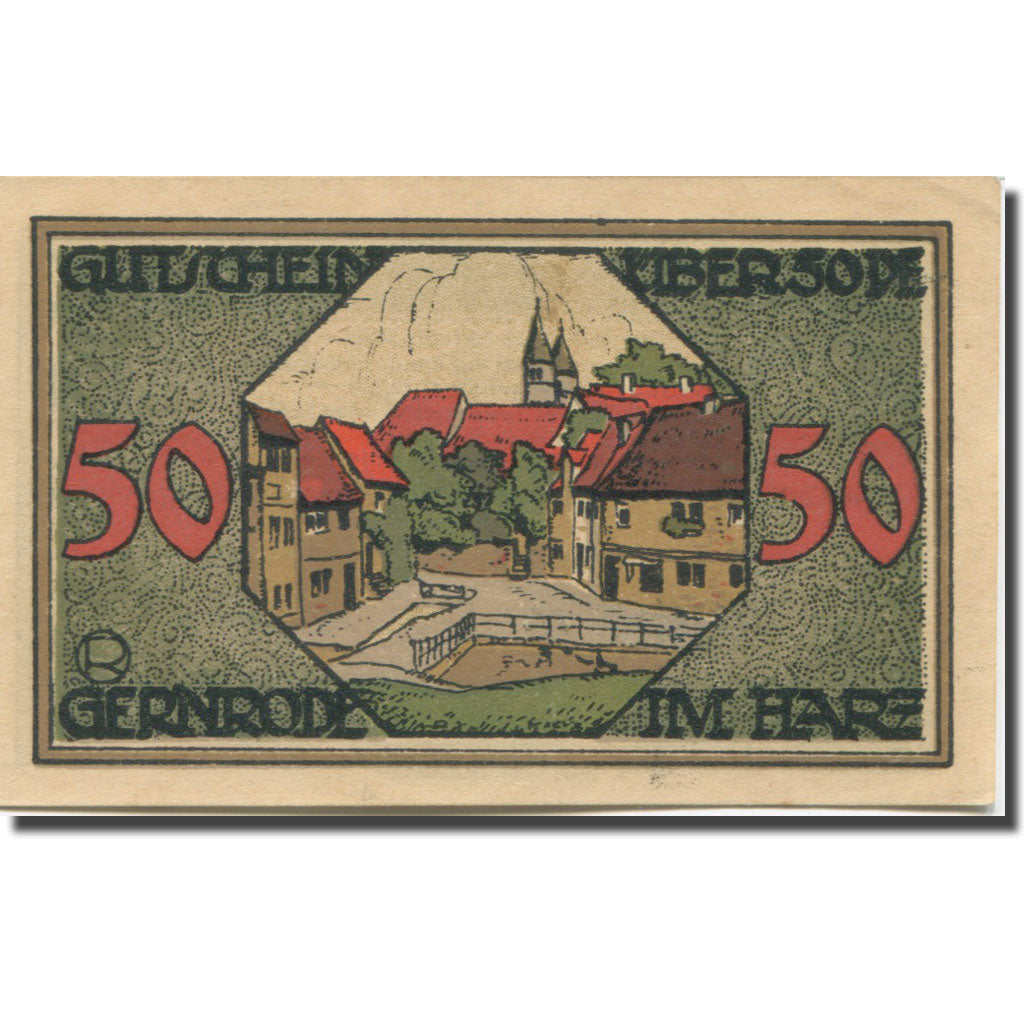 Banknote, Germany, Gernrode-Harz, 50 Pfennig, rue, 1921 UNC(63) Mehl:423.2a