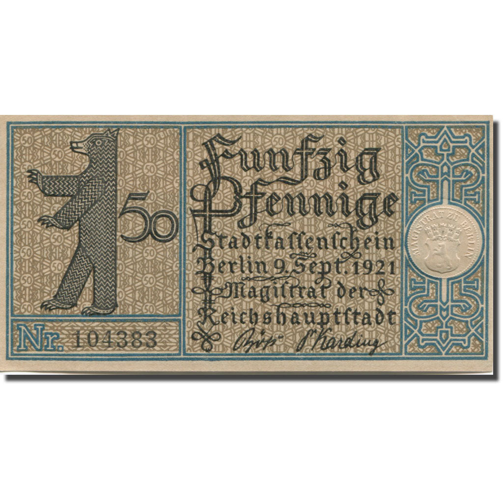 Banconote, Germania, Berlin, 50 Pfennig, village 1921-09-09, SPL Mehl:92.1