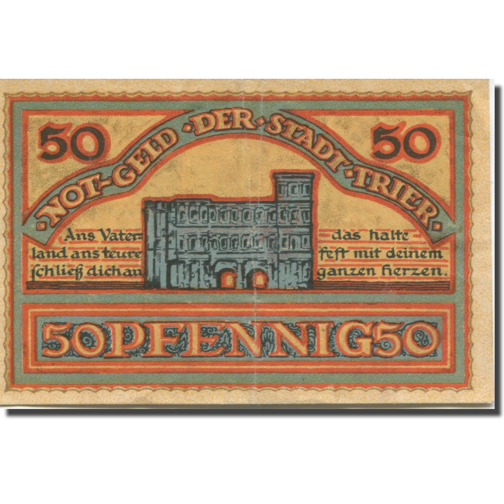Banknote, Germany, Trier, 50 Pfennig, personnage, 1921, EF(40-45), Mehl:T27.9