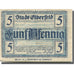 Banknote, Germany, Elberfeld, 5 Pfennig, face value, 1920 AU(55-58) Mehl:E13.10
