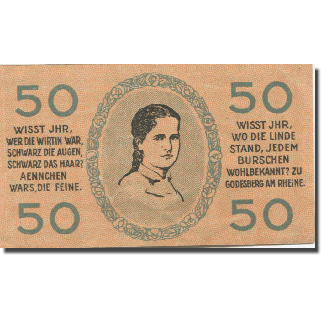 Banknote, Germany, Godesberg, 50 Pfennig personnage, 1920 AU(55-58)  Mehl:G22.1c
