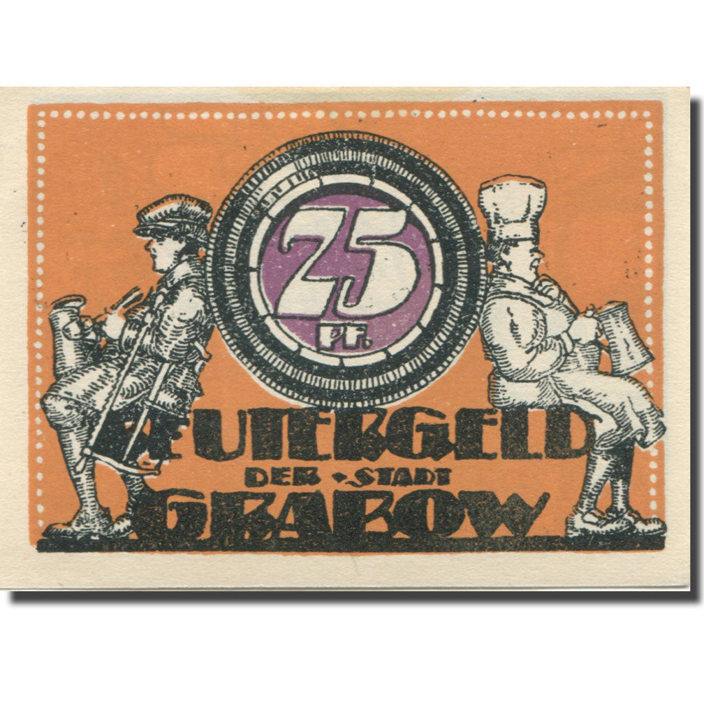 Banknote, Germany, Grabow, 25 Pfennig, personnage, 1921, UNC(63) Mehl:460.1