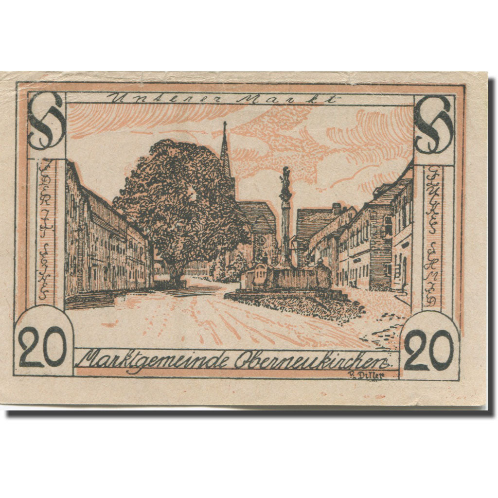 Billet, Autriche, Oberneukirchen, 20 Heller, épée, TTB, Mehl:FS 691b
