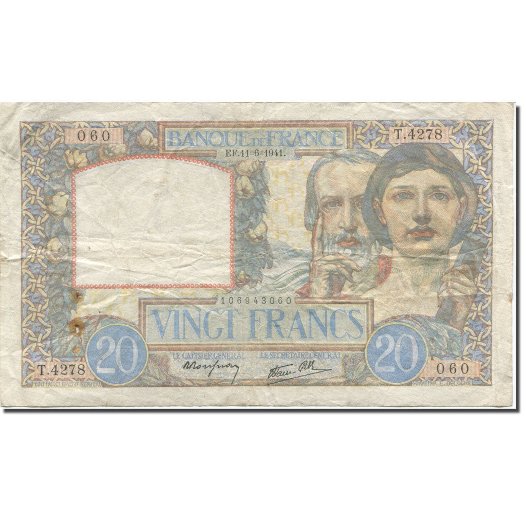 Francia, 20 Francs, Science et Travail, 1941, 1941-06-11, BC, Fayette:12.15