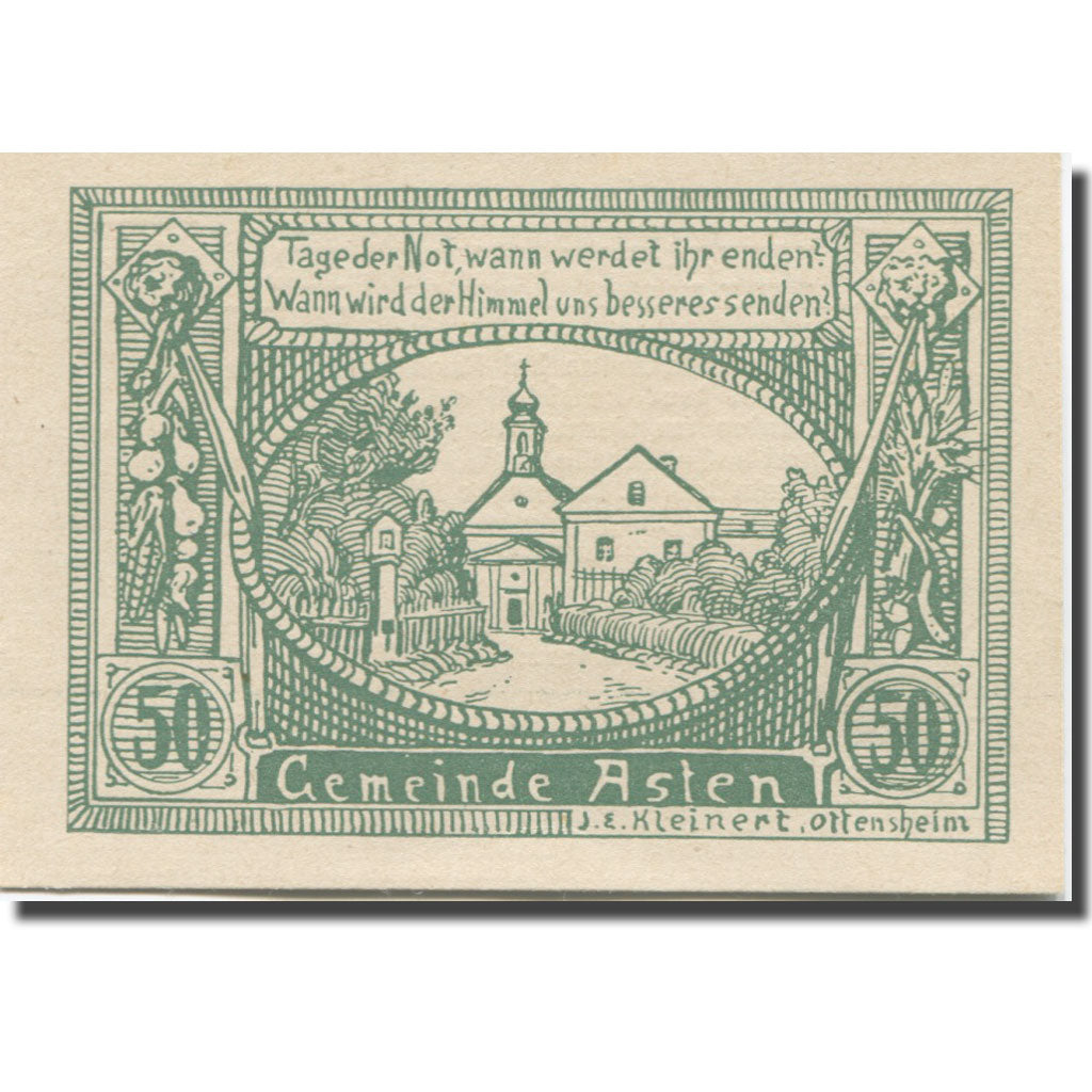 Banknote, Austria, Asten, 50 Heller, Eglise 1920-12-31, UNC(63), Mehl:FS 59a