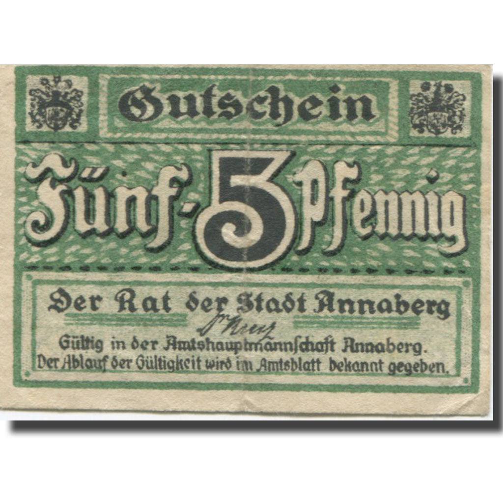 Banknote, Germany, Annaberg, 5 Pfennig, Blason, VF(20-25), Mehl:A19.5b