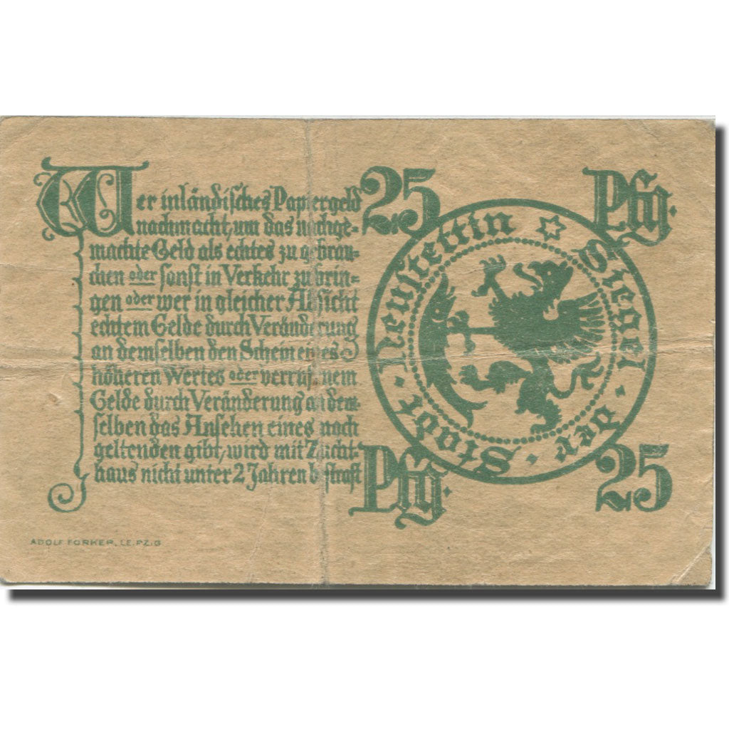 Banknote, Germany, Neusttetin, 25 Pfennig, Blason, 1919, VF(20-25), Mehl:382.1