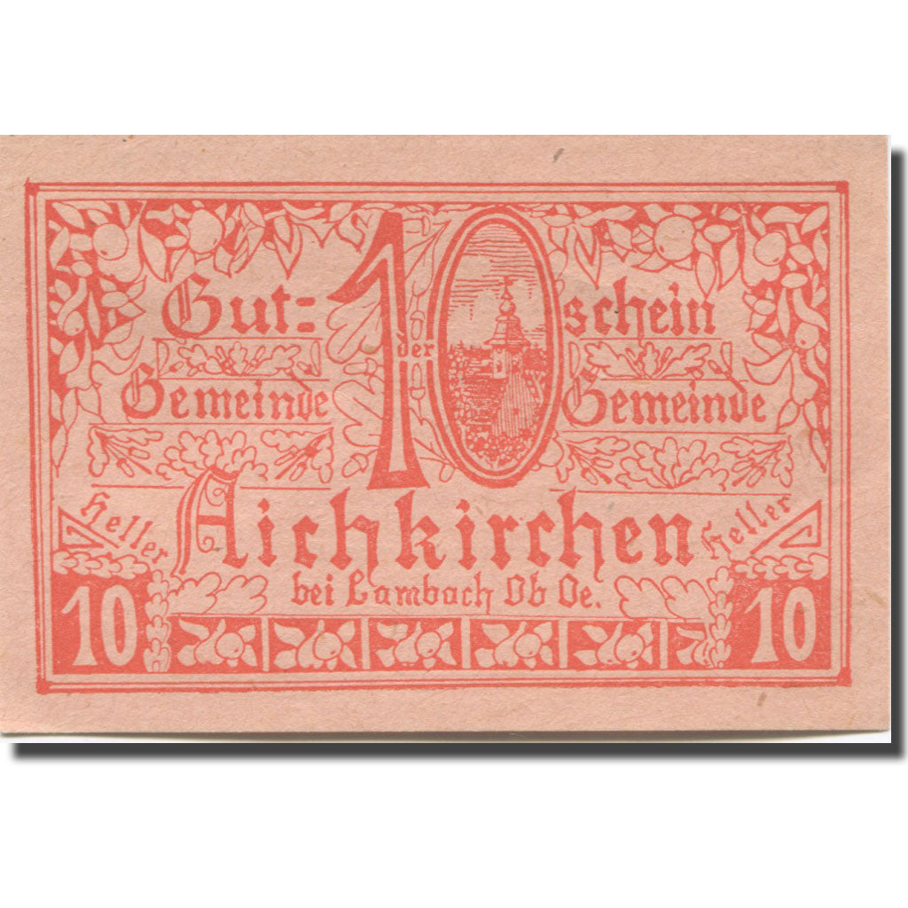Banknote, Germany, Aichkirchen, 10 Pfennig, Eglise, 1921 UNC(63) Mehl:FS11