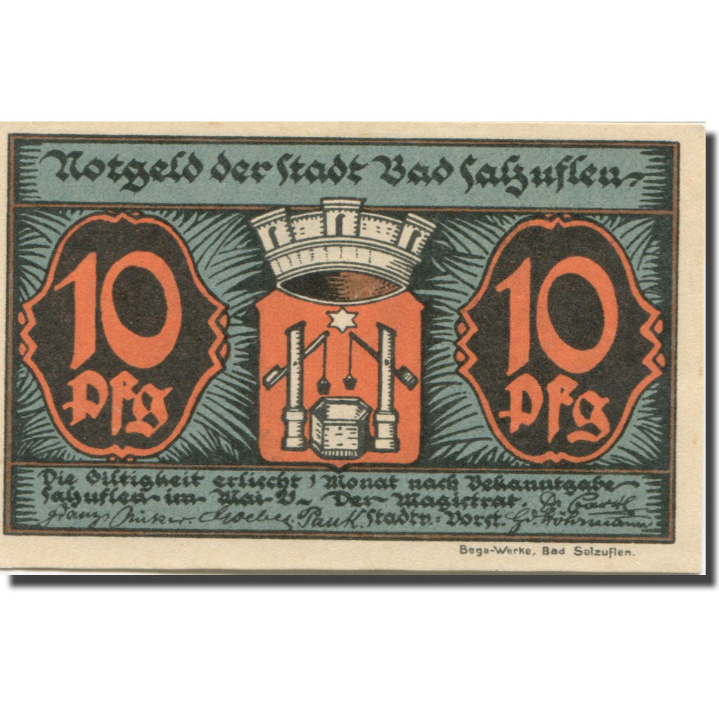 Banknote, Germany, Bad Salzuflen, 10 Pfennig 1921, UNC(63) Mehl:FS 1159.1
