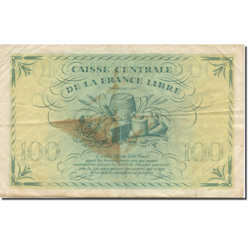 Francuska Afryka Równikowa, 100 Francs, Marianne, VF(30-35), KM:13a