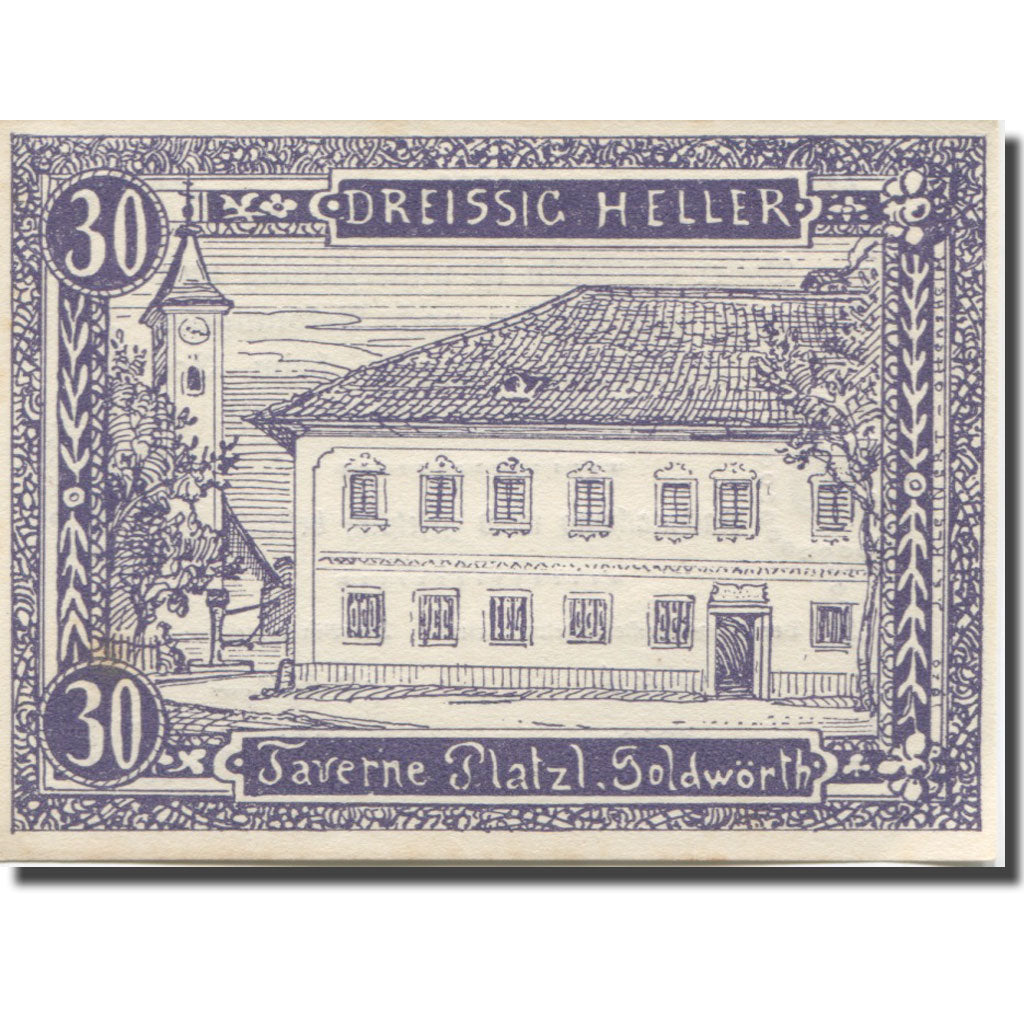 Banknote, Austria, Goldwörth, 30 Heller, Taverne, 1920, UNC(63), Mehl:FS 248b