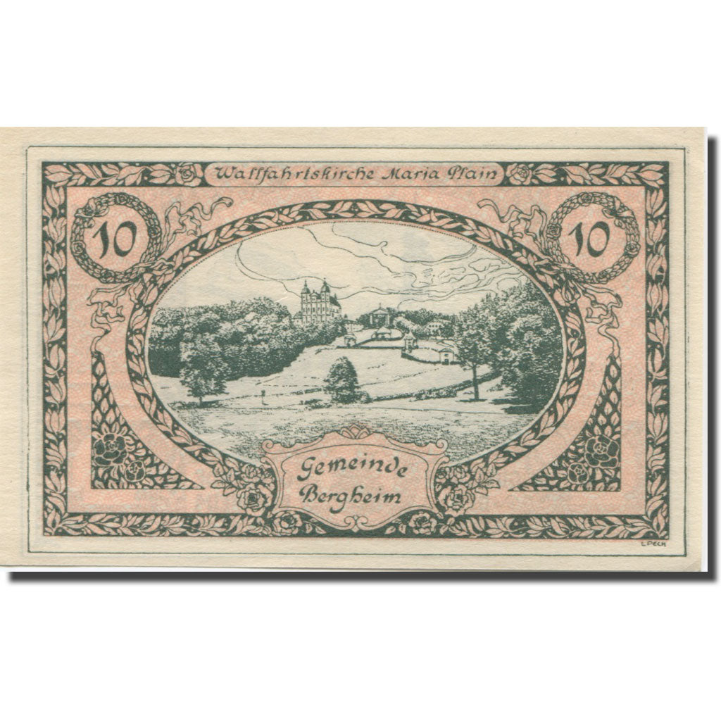 Banknote, Austria, Bergheim, 10 Heller, Eglise, 1920 UNC(63) Mehl:FS 82Ia