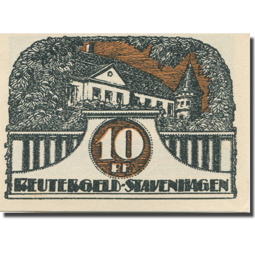 Banknote, Germany, Stavenhagen, 10 Pfennig, château, 1921 UNC(63) Mehl:FS 1257.2