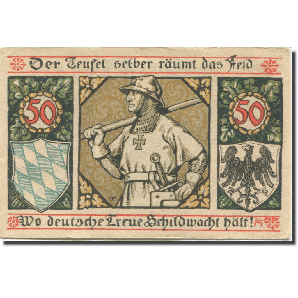 Banknote, Germany, Lindenberg, 50 Pfennig, château, 1918 EF(40-45) Mehl:L 47.1c