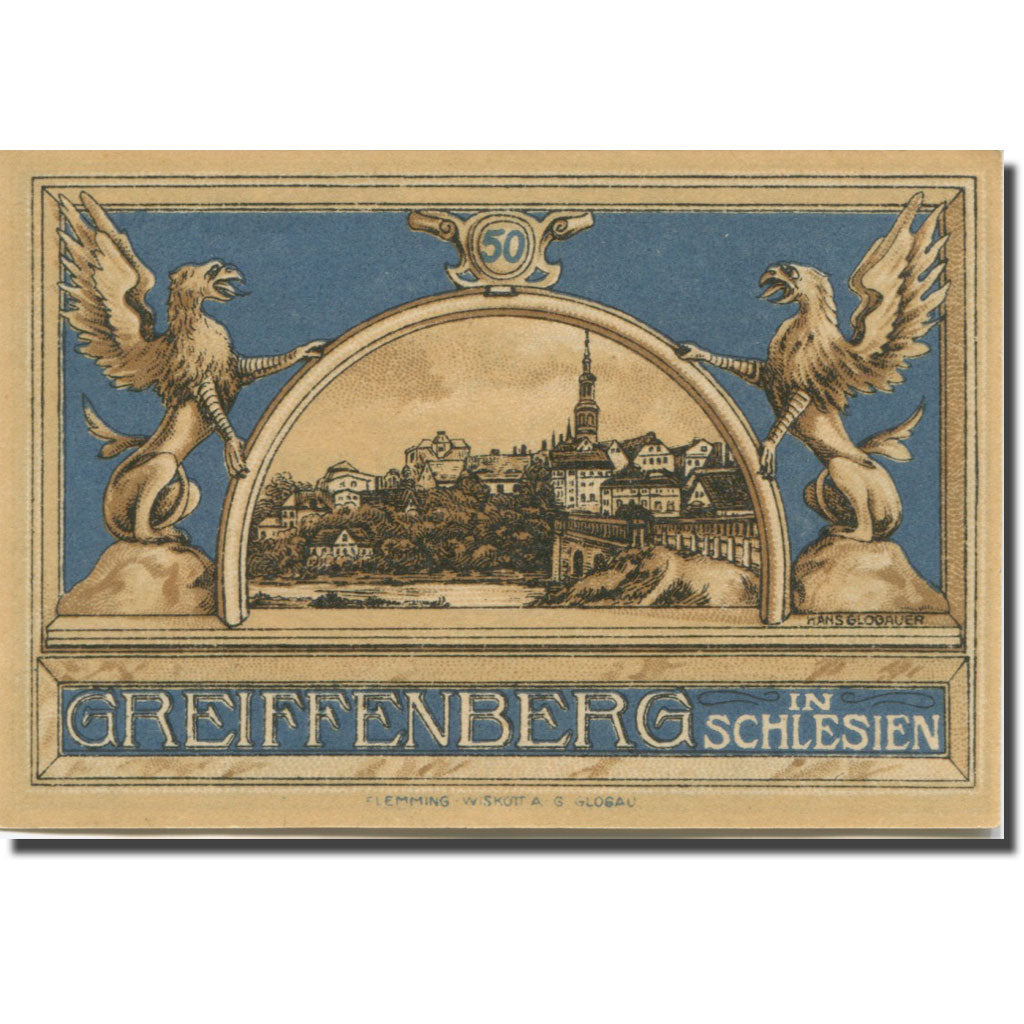 Banknote, Germany, Greiffenberg, 50 Pfennig, Blason, 1920 UNC(63) Mehl:470.1