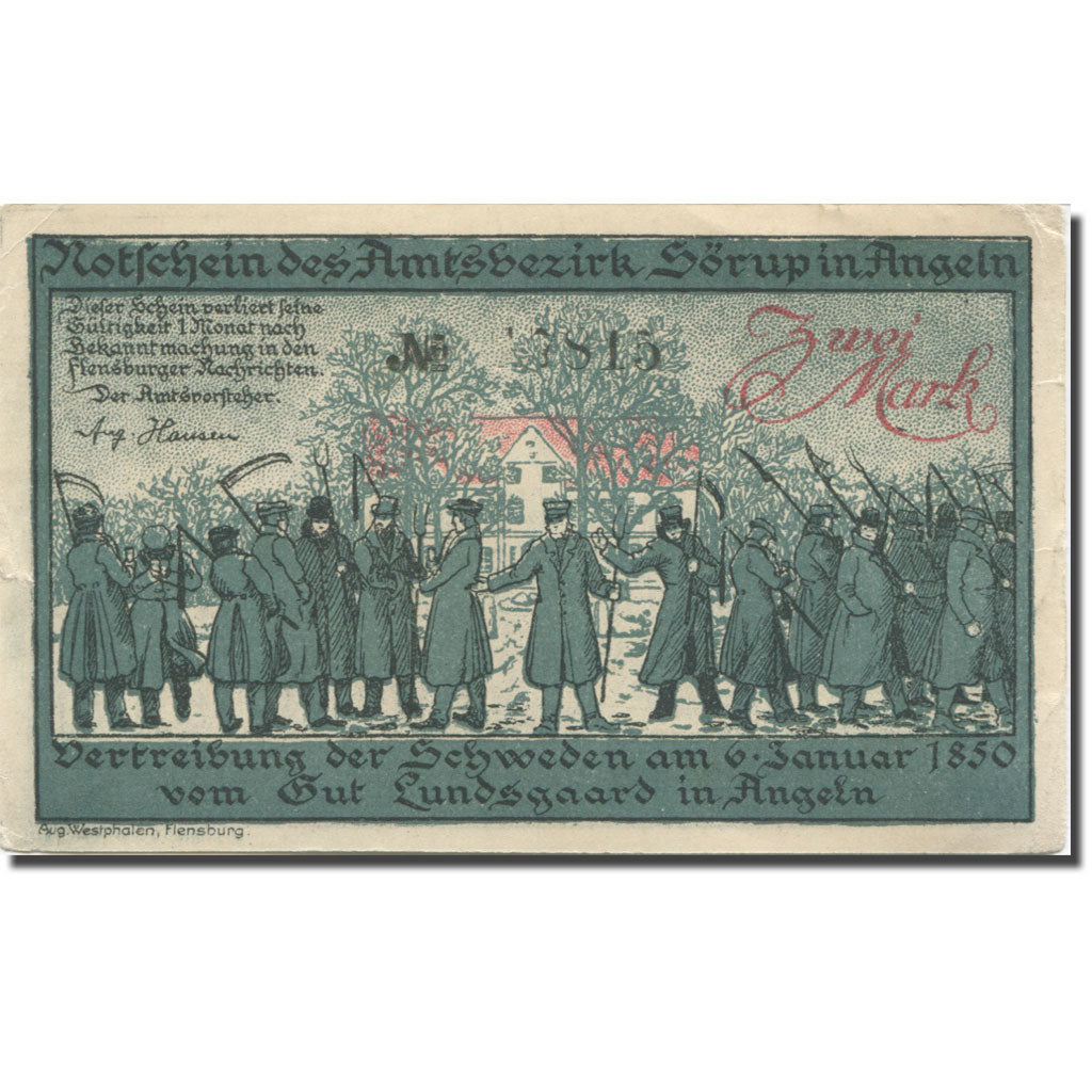 Geldschein, Deutschland, Sörup, 2 Mark, personnage, SS+, Mehl:1231.2a