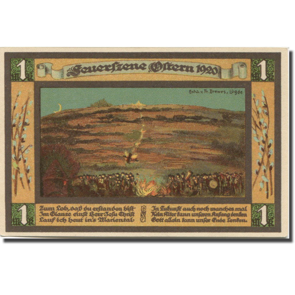 Banknote, Germany, Lüdge, 1 Mark, champs, 1921, 1921-02-16, UNC(63), Mehl:838.1
