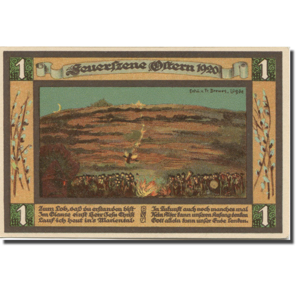 Banknote, Germany, Lüdge, 1 Mark, Blé 1, 1921, 1921-02-16, UNC(63), Mehl:838.1