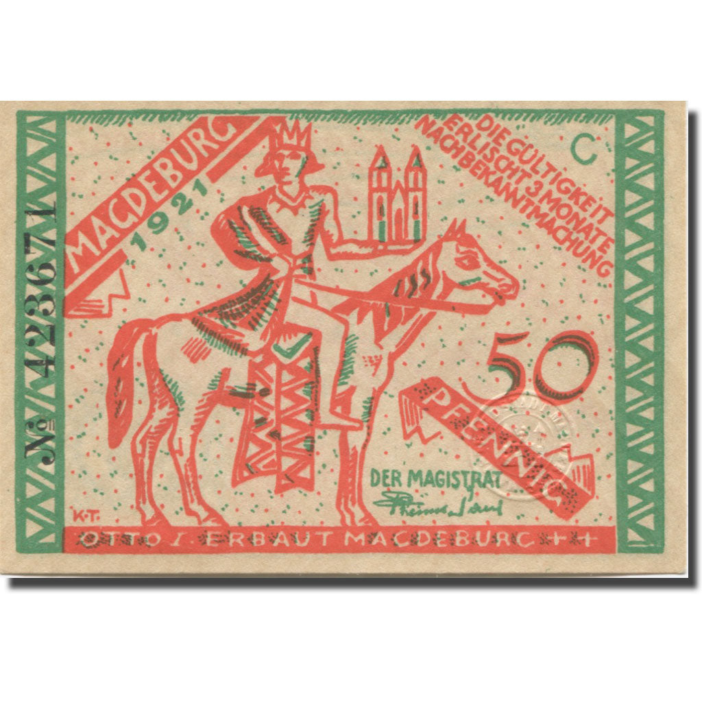 Banconote, Germania, Magdeburg, 50 Pfennig, roi 1, 1921, SPL, Mehl:857.1