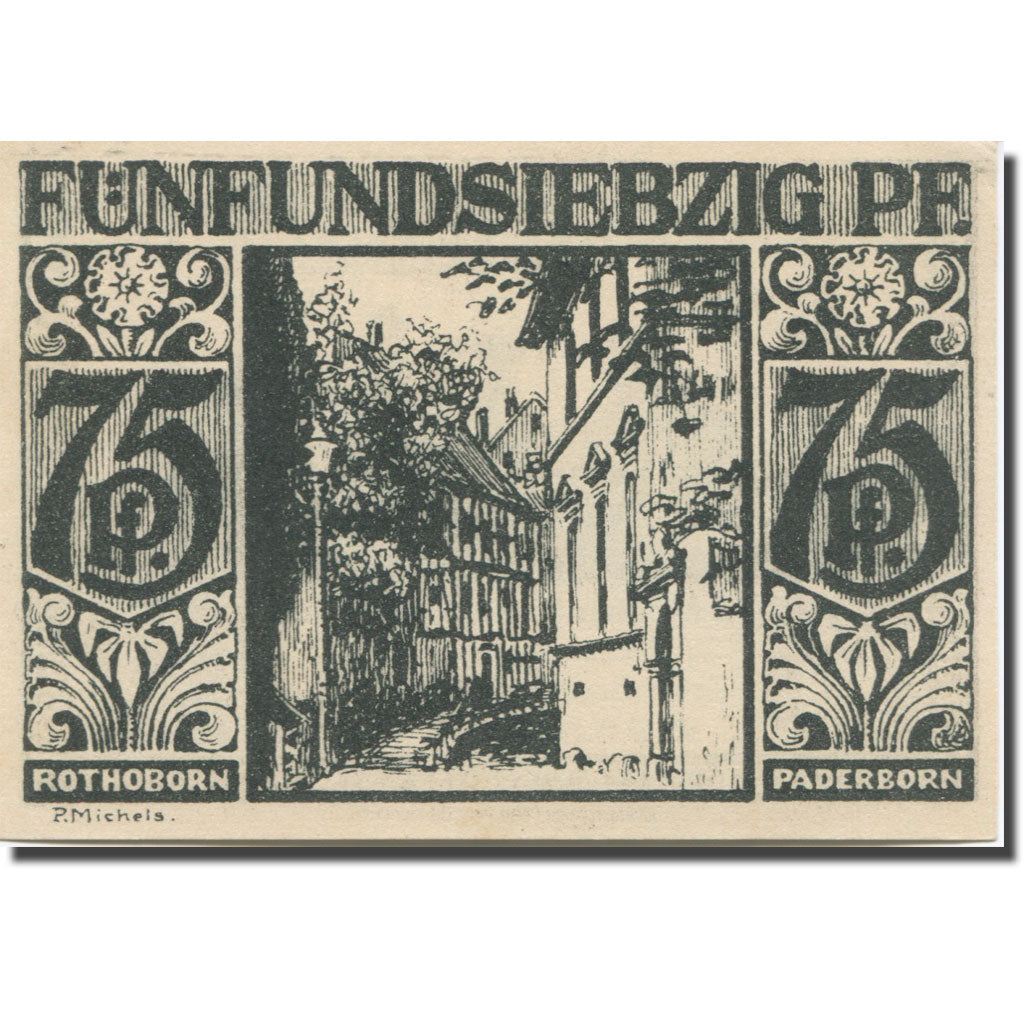 Banknote, Germany, Paderborn, 75 Pfennig, rue, 1921 UNC(63) Mehl:1043.4