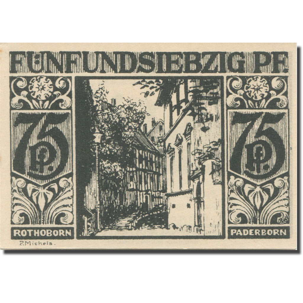 Banknote, Germany, Paderborn, 75 Pfennig, rue 1, 1921 UNC(63) Mehl:1043.4