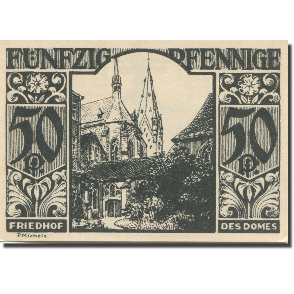 Banknote, Germany, Paderborn, 50 Pfennig, cathédrale 1, 1921 UNC(63) Mehl:1043.4