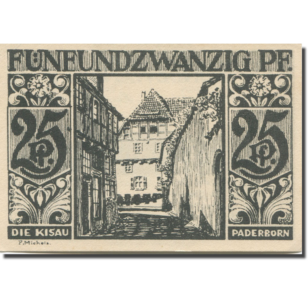 Banknote, Germany, Paderborn, 25 Pfennig, rue 2, 1921 UNC(63) Mehl:1043.4